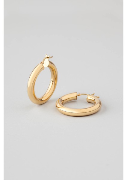 Modern Stil 18 Ayar Sarı Altın Kaplama Halka Küpe