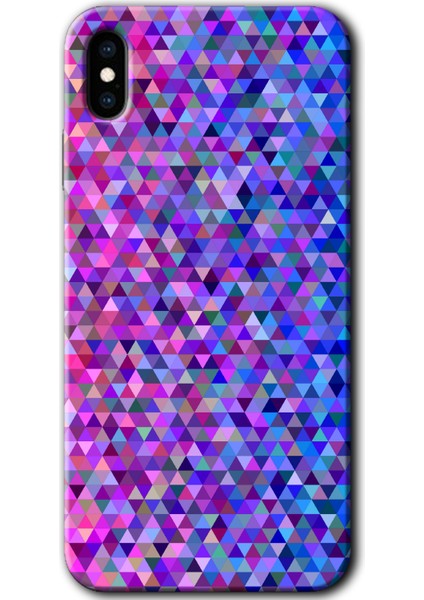 Apple iPhone Xs Kılıf Baskılı Kapak - Pixel Mozaik +Tam Kaplayan Mat Seramik