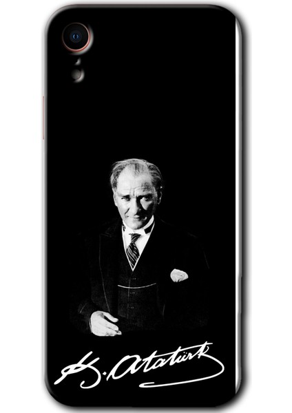 Apple iPhone Xr Kılıf Baskılı Kapak - Atatürk Imza +Tam Kaplayan Mat Seramik