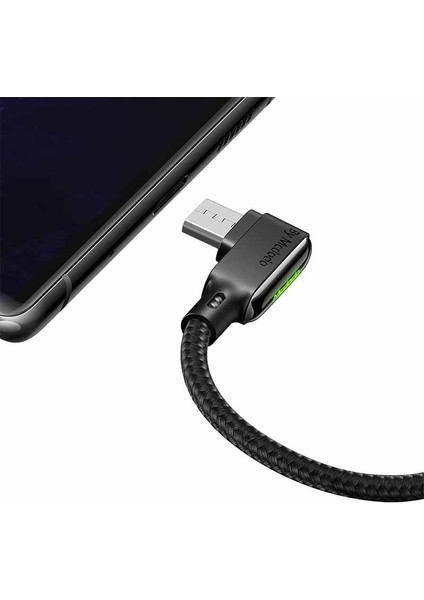 CA-7531 Micro USB Hızlı Şarj ve USB Data Kablo 90 Derece Ledli 3A 1.8m