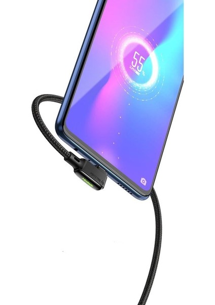 CA-7531 Micro USB Hızlı Şarj ve USB Data Kablo 90 Derece Ledli 3A 1.8m