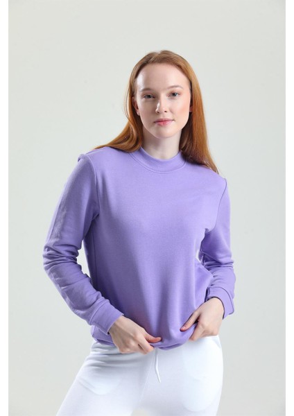 Lila Dik Yaka Sweatshirt