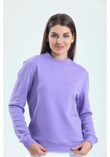 Lila Dik Yaka Sweatshirt