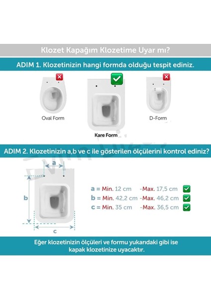 Kare Slim Klozet Kapağı Yavaş Kapanır Thermoplast Söktak Özellikli