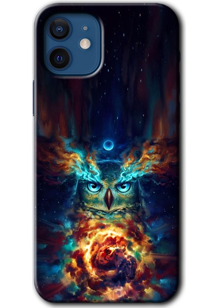 Apple iPhone 12 Mini Kılıf Baskılı Kapak - Ballı Baykuş +Tam Kaplayan Mat Seramik
