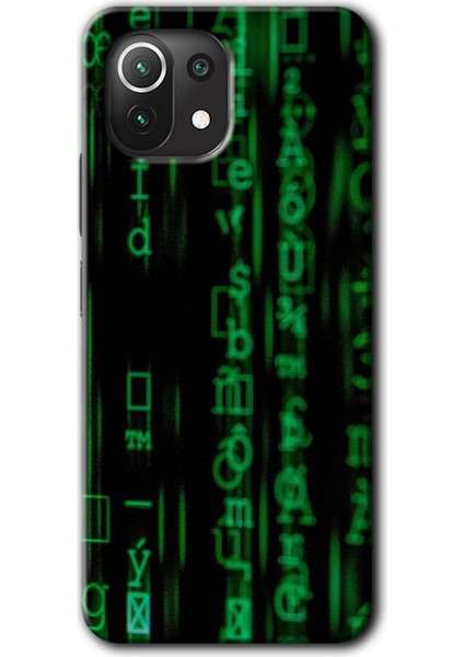 Xiaomi Mi 11 Lite Kılıf Baskılı Kapak - Matrix +Tam Kaplayan Mat Seramik