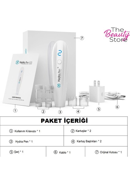 The Beauty Store Hydra Pen Dermapen Cihazı H2 Mezoterapi Yüz Sıkılaştırma Germe Yenileme Cilt  Giderme Makinesi