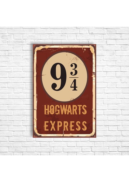 Harry Potter 9 3/4 Hogwarts Express Retro Ahşap Poster