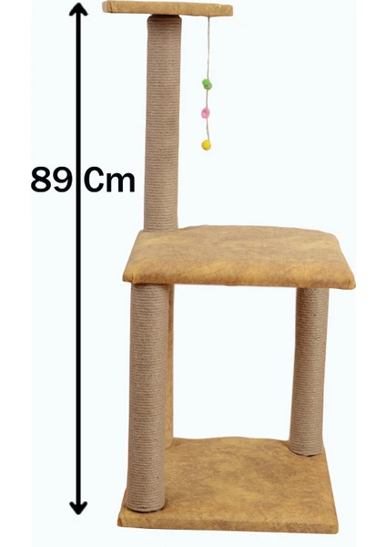 Iki Katlı SÜNGERLİ Kedi Tırmalaması 89 cm   Stepli (4 Borulu) Büyük Tırmalama Tahtası