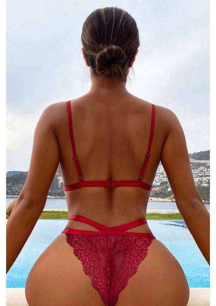 Dantel Işlemeli Sütyen Takım Kırmızı modelleri