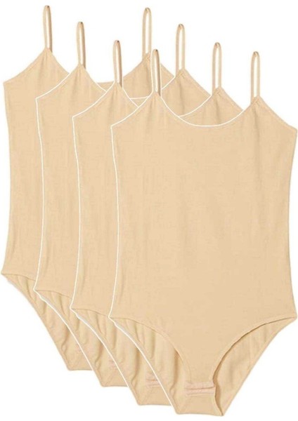 4 Adet İp Askılı Kadın Çıtçıtlı Body Ten