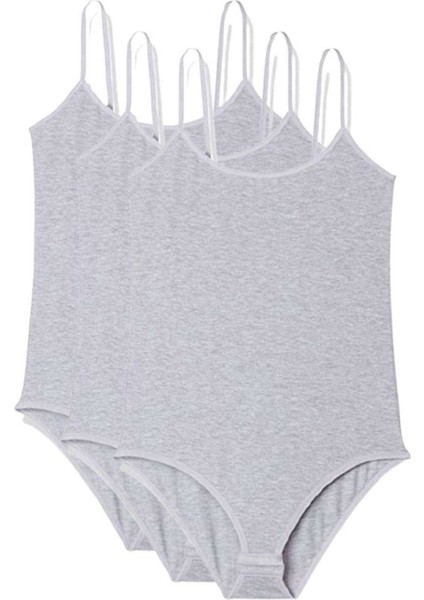 3 Adet İp Askılı Kadın Çıtçıtlı Body Gri