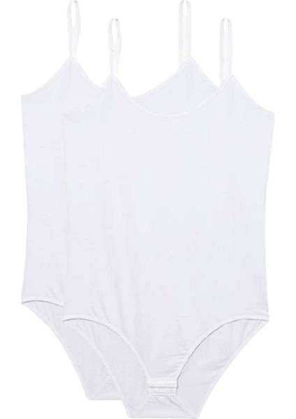 2 Adet İp Askılı Kadın Çıtçıtlı Body Beyaz