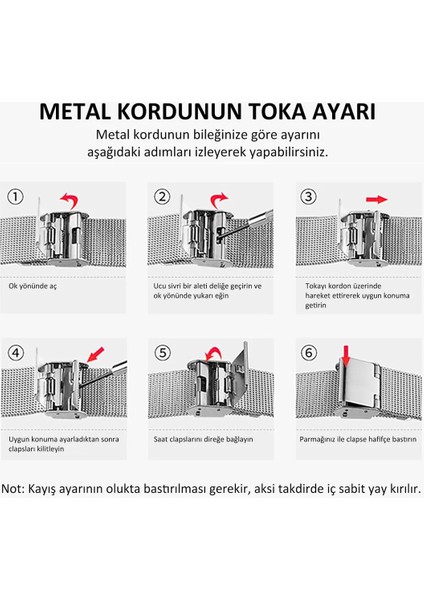 Xiaomi Mi Band 3/4/5/6 Uyumlu Metal Hasır Kordon Kayış Şık Tasarım