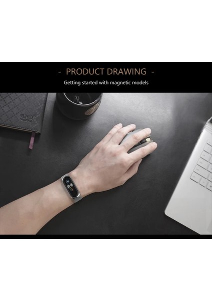 Xiaomi Mi Band 3/4/5/6 Uyumlu Metal Hasır Kordon Kayış Gri