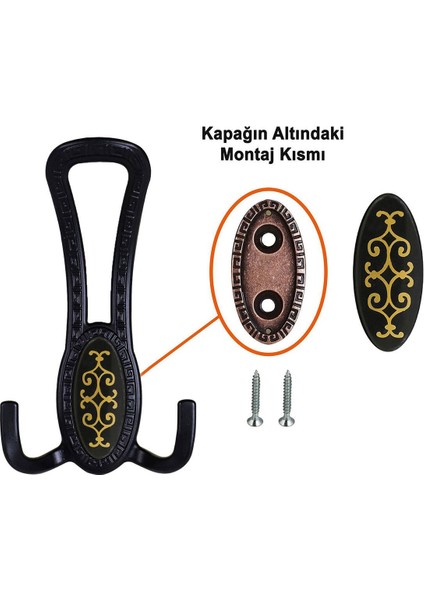 Portmanto Vestiyer Duvar Askısı Dolap Elbise Askılığı Mat Siyah Gold Desenli ( 4 Adet) modelleri