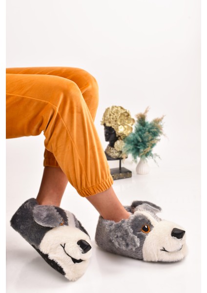 Unisex Köpek Figürlü Peluş Panduf Ev Pandufu Ev Botu modelleri