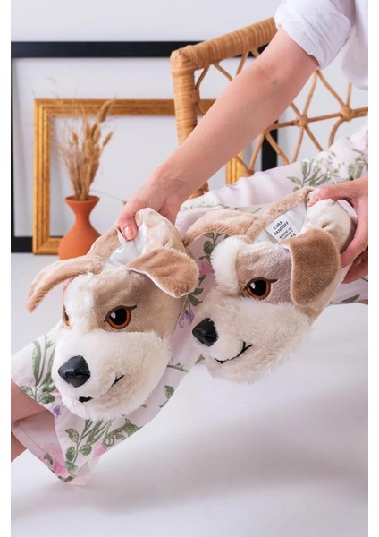 Unisex Köpek Figürlü Peluş Panduf Ev Pandufu Ev Botu