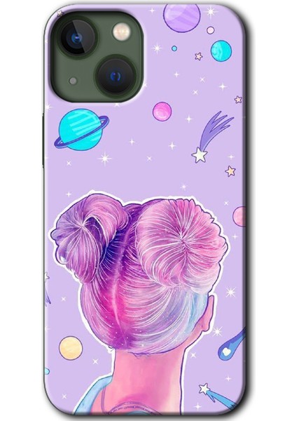 Apple iPhone 13 Mini Kılıf Baskılı Kapak - Uzaylı Kız +Tam Kaplayan Mat Seramik