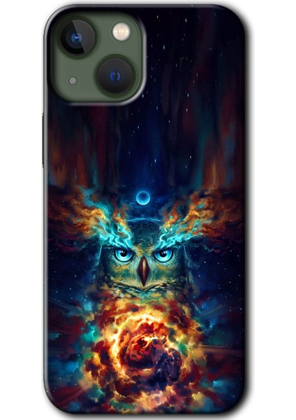 Apple iPhone 13 Mini Kılıf Baskılı Kapak - Ballı Baykuş +Tam Kaplayan Mat Seramik