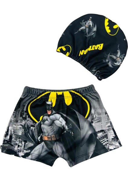 Lolliboom Kids Lolli Boom Kids Erkek Çocuk Yarasa Adam Batman Temalı Mayo  Bone 2'li Set