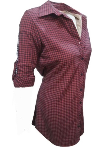 Rimoda 7421 Kadın Kaşmir Içi Kürklü Önü Düğmeli Tunik - Bordo