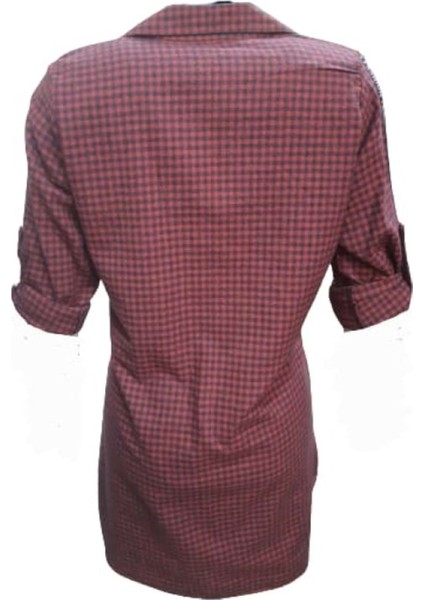 Rimoda 7421 Kadın Kaşmir Içi Kürklü Önü Düğmeli Tunik - Bordo