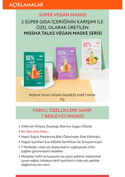 Nemlendirici Vegan Yaprak Maske Talks Vegan Squeeze Sheet Mask (Hydro Booster)