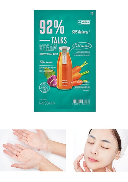 Sebum Dengeleyici Vegan Maske Talks Vegan Squeeze Sheet Mask (Sos Relaxer)