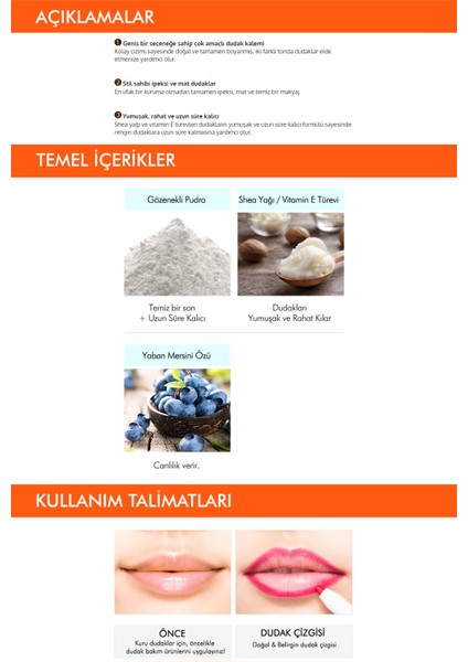 İpeksi Dokusuyla Kalıcı Dudak Kalemi Silky Lasting Lip Pencil (RD04/Apple Burnt) fiyatları