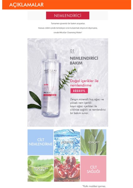 Nemlendirici Etkili Micellar Makyaj Temizleme Suyu APIEU Micellar Cleansing Water (Moisture) 300ml
