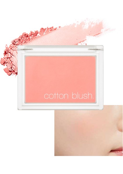 Gün Boyu Kalıcı, Ciltle Bütünleşen, Kadife Dokulu Topaklanmayan Allık Cotton Blusher (My Candy Shop)