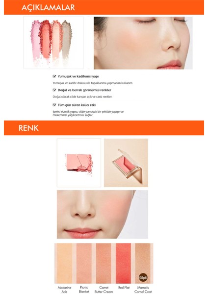 Gün Boyu Kalıcı, Ciltle Bütünleşen, Kadife Dokulu Topaklanmayan Allık Cotton Blusher (My Candy Shop) modelleri