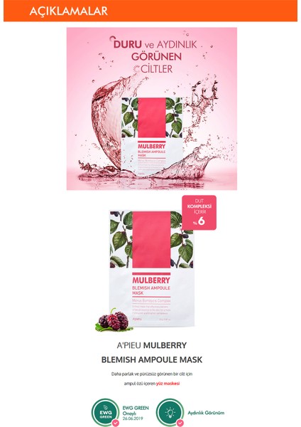 Mıssha A'pıeu Koyu Lekelenmeler Için Yaprak Maske - Mulberry Blemish Ampoule Mask