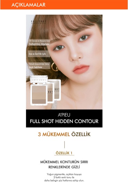 Doğal Tonlarda 3 Lü Kontür Paleti Full Shot Hidden Contour No.1 Soft Ginger