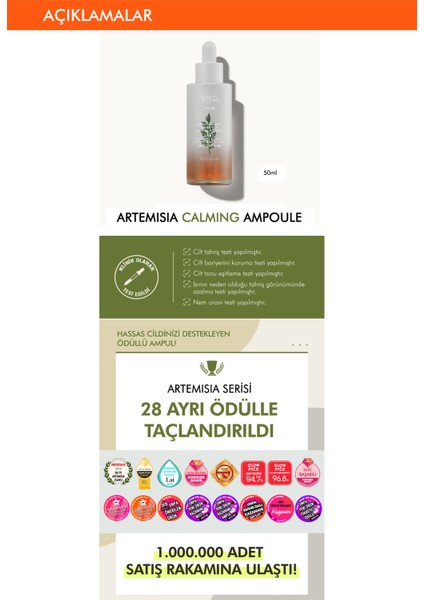 Cildin Yağ-Nem Dengesini Koruyan Konsantre Ampul  Artemisia Calming Ampoule 50ML