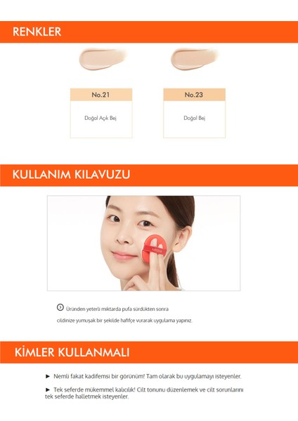 Kadife Mat Görünüm Sağlayan Cushion Fondöten 15g Velvet Finish Cushion Spf 50 No.21 indirimleri