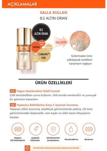 Arı Sütü&Kolajen İçeren Dolgunlaştırıcı Serum 40ml Time Revolution Regenerating Royal Serum