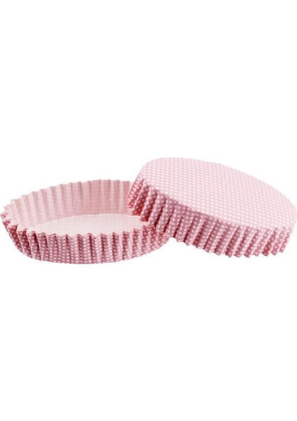 Depposite Cupcake Kalıbı Pet Kapsül Oval Model Kek Kalıbı - 100 Adet Pembe Küçük Puanlı 2x8.5x4.6 cm