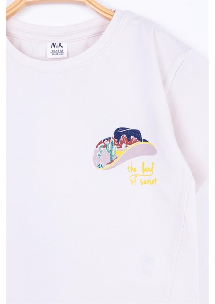 Erkek Bebek Kovboy Şapkalı T-Shirt 44606 Krem fiyatları