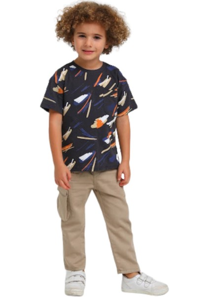 Mojo Erkek Bebek 1-5 Yaş Kargo Cepli Likralı Pantolon 2304 Vizon