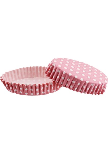 Depposite Cupcake Kalıbı Pet Kapsül Oval Model Kek Kalıbı - 100'LÜ Puantiyeli Pembe 2x8.5x4.6 cm