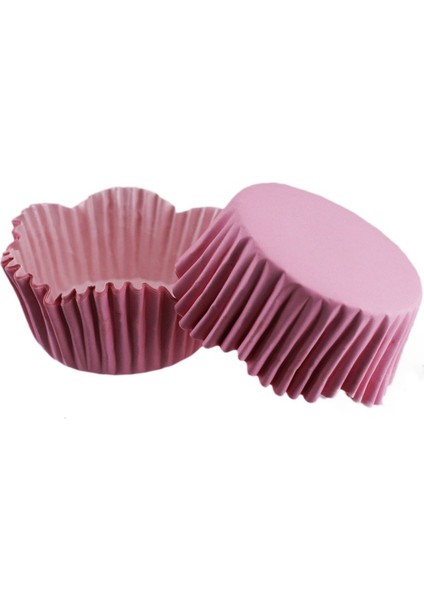 Depposite Cupcake Kalıbı Pet Kapsül Dalgalı Kek Kalıbı 65X38 mm - 100'LÜ Pembe 3.8x6.5 cm