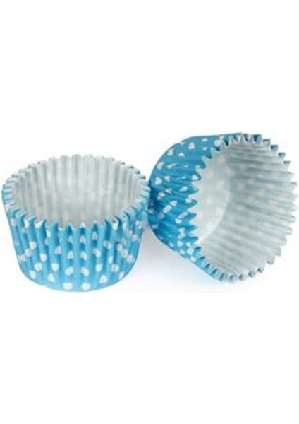 Depposite Kek Kalıbı Pet Kapsül 52*45 mm Kağıt Cupcake Kağıdı - 100'LÜ Puantiyeli Mavi