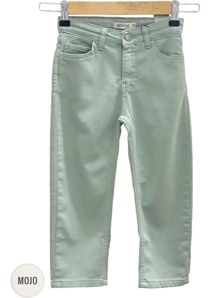 Mojo Unisex Çocuk Full Likralı Renkli Denim Pantolon 2321 Yeşil