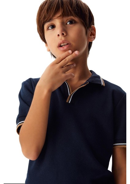 Erkek Çocuk Lacoste Yakalı Kısa Kol T-Shirt 44341 Lacivert fiyatları