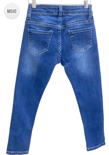 Mojo Unisex Slim Fit Dar Paça Kot Pantolon 2299 Mavi
