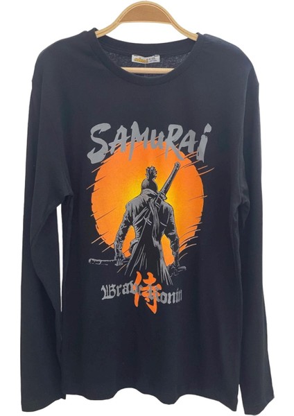 Mojo Bebek Mojo Erkek Çocuk Samurai Baskılı Uzun Kol T-Shirt 423130 Siyah