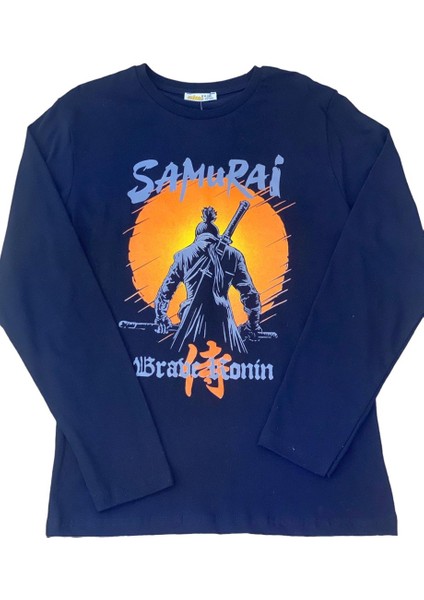 Mojo Bebek Mojo Erkek Çocuk Samurai Baskılı Uzun Kol T-Shirt 423130 Siyah