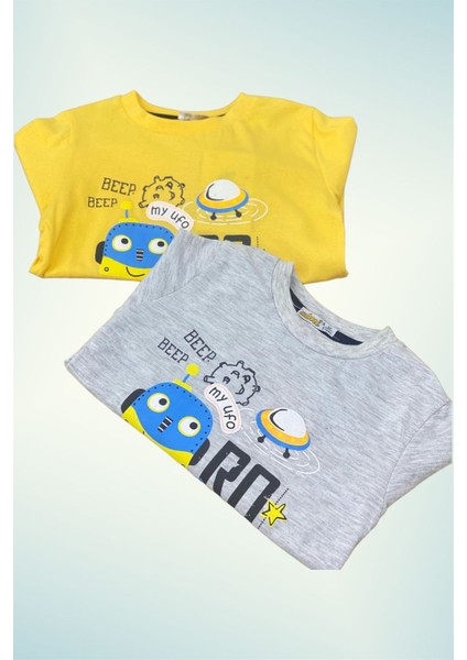 Mojo Erkek Çocuk Robo Robot Baskılı Uzun Kol T-Shirt 123011 Sarı